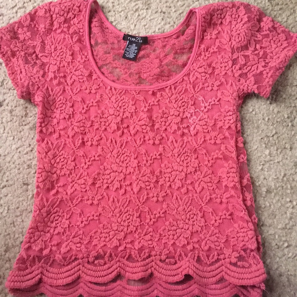 Pink Lace Floral Top